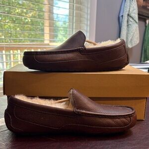 UGG Men's Chocolate Leather Slip-Ons
